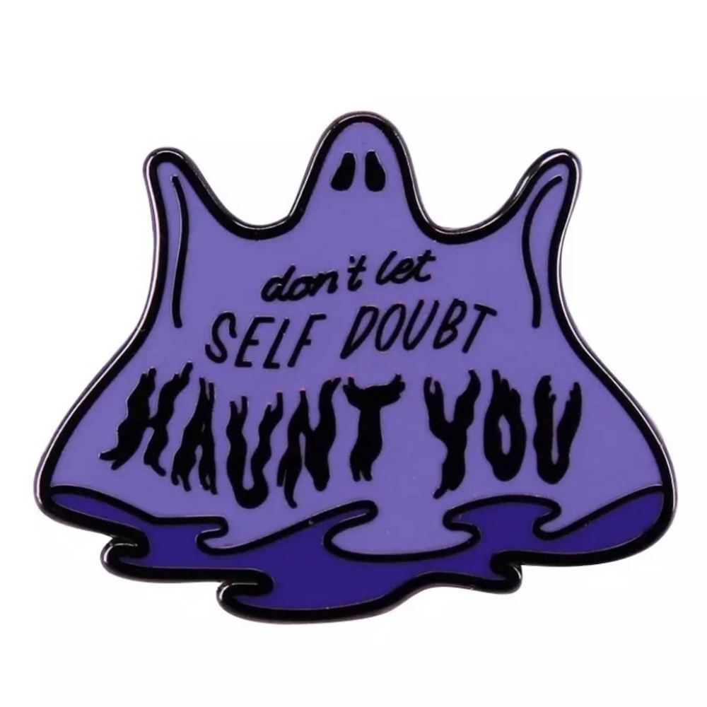 Funny Spooky Self Doubt Ghost Enamel Pin